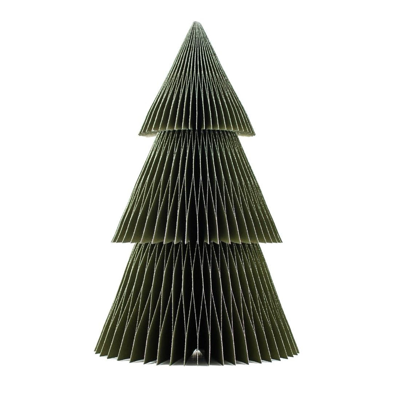 Nordic Rooms Deluxe Standing Christmas Tree - 45cm - Olive Green with Glitter Edge