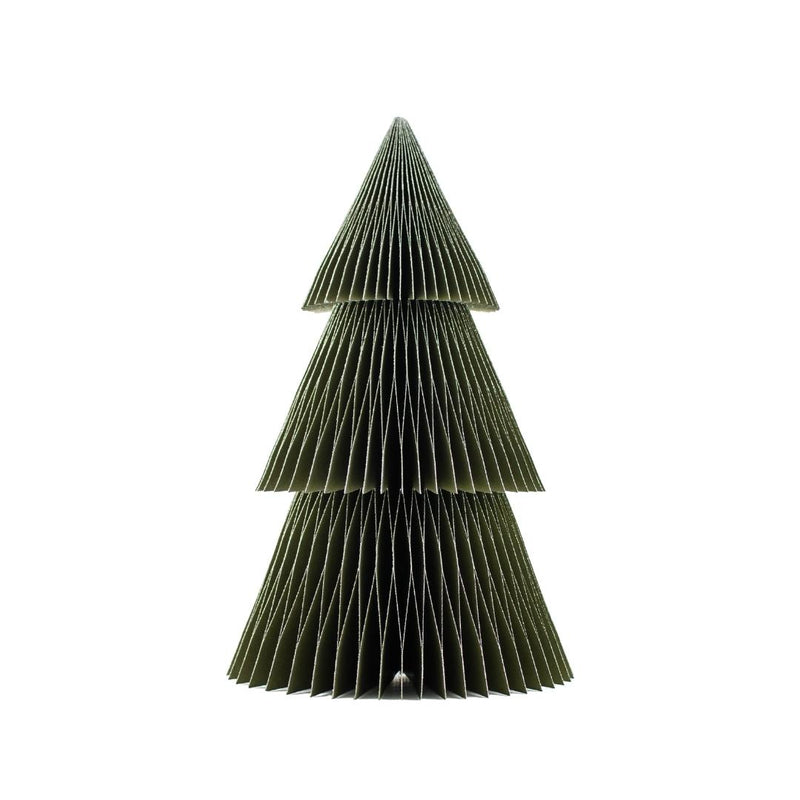 Nordic Rooms Deluxe Standing Christmas Tree - 31cm - Olive Green with Glitter Edge