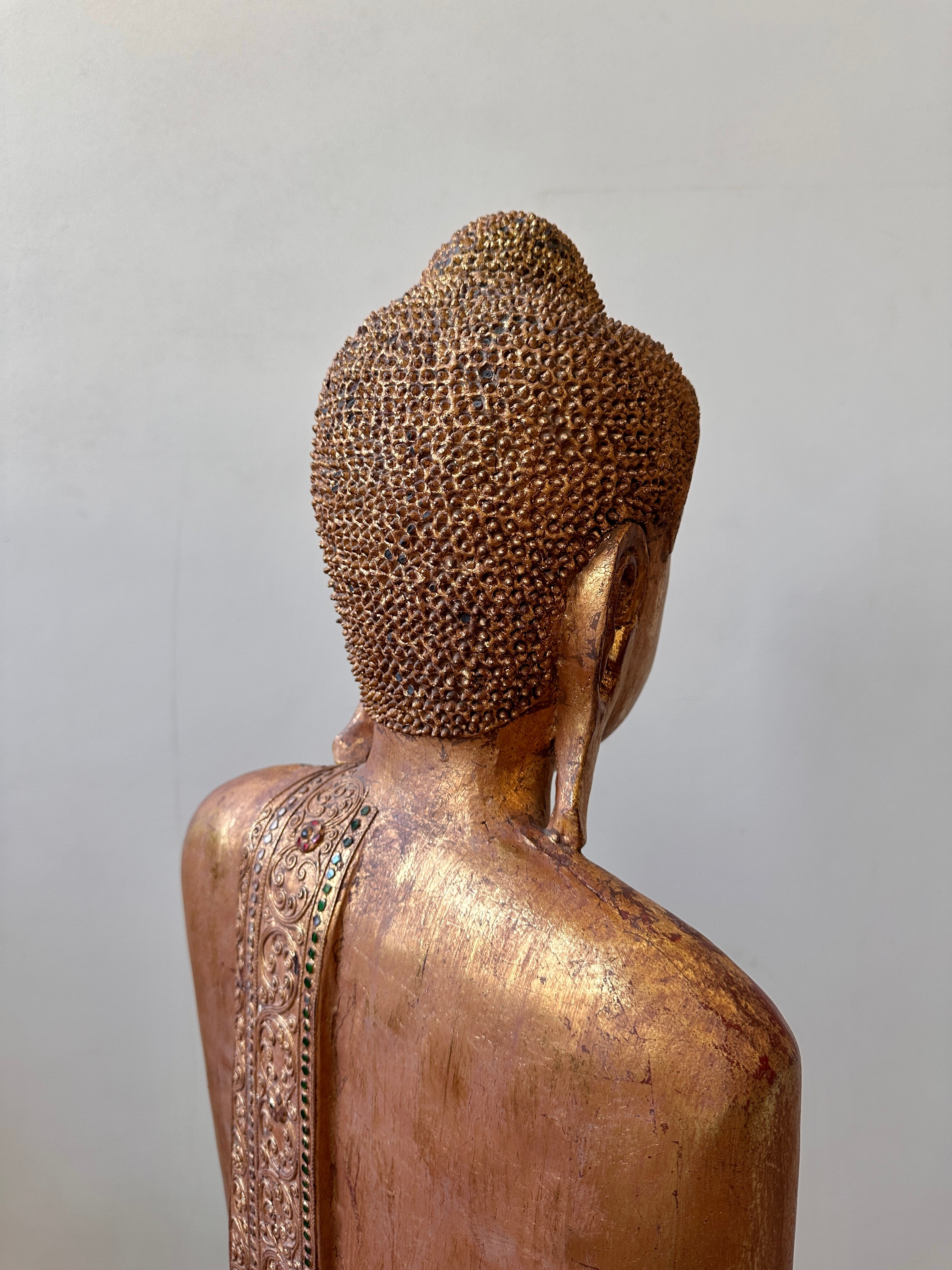 Large Antique Mandalay Gilt Wood Buddha 160cm