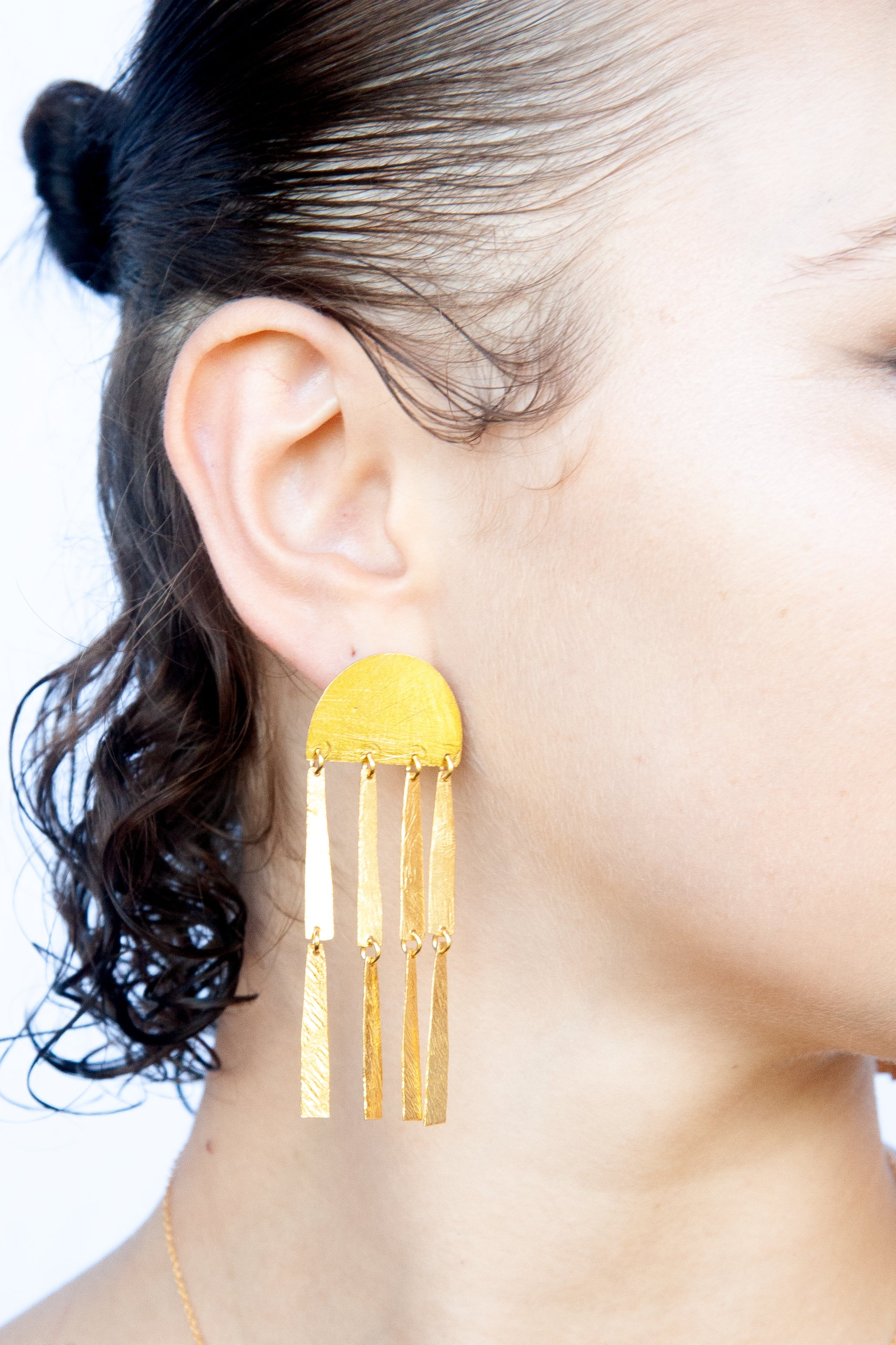 Double Dangle Drop Earrings - Euro Gold