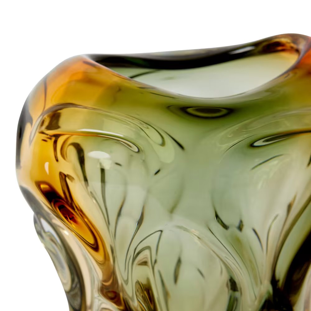 Beran Large Vase - Amber/Green - 21 x 17 x 27cm