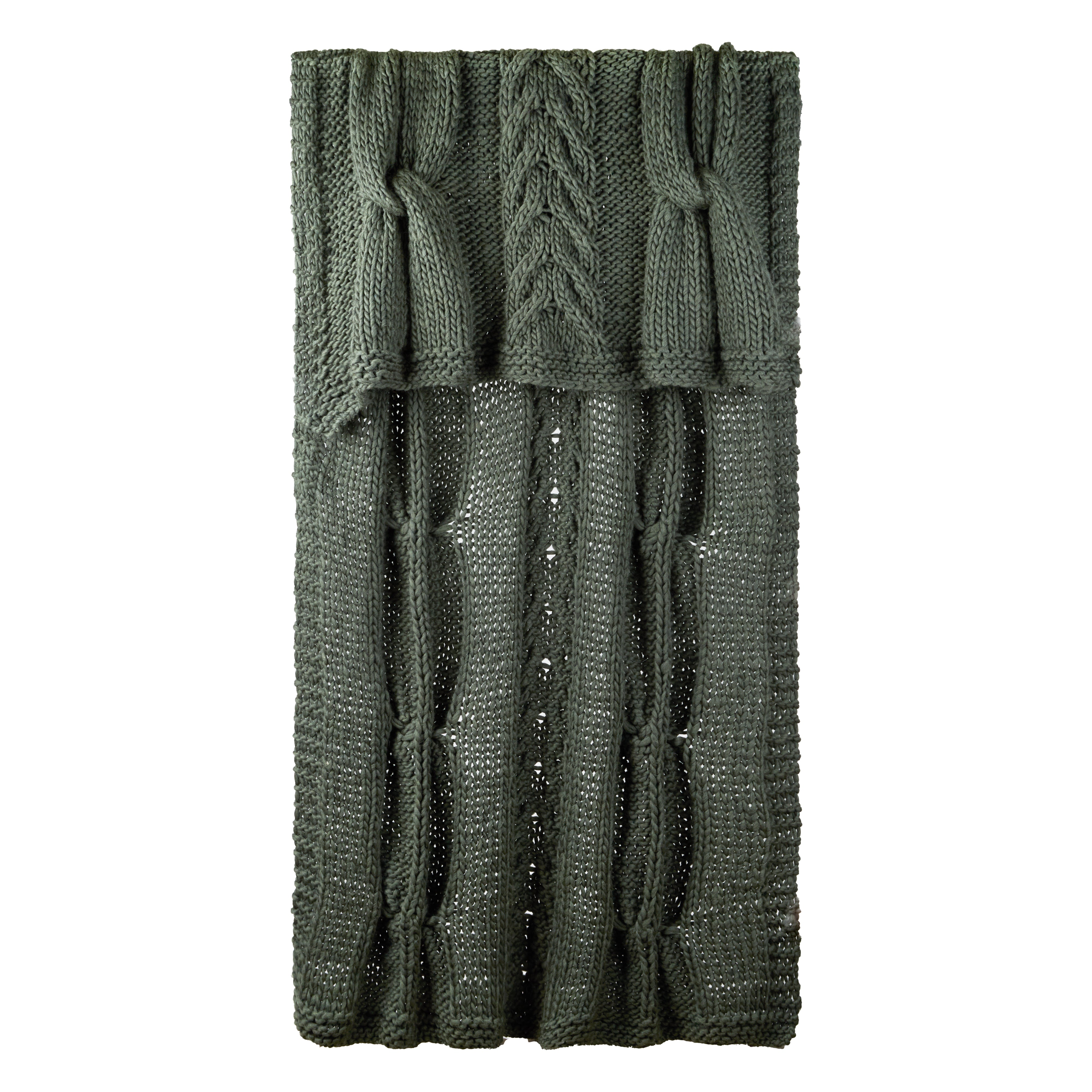 GRAND DESIGNS Hamish Hand Knitted Throw Dark Green 180x130cm