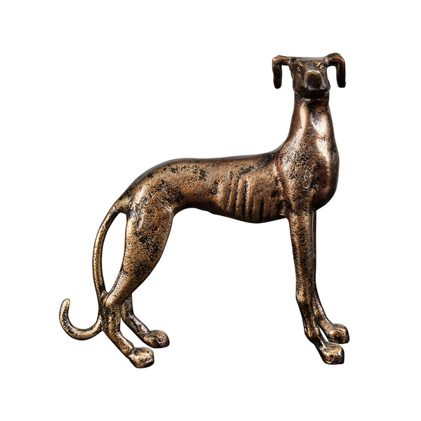 Rudi Greyhound Sculpture - Antique Brass