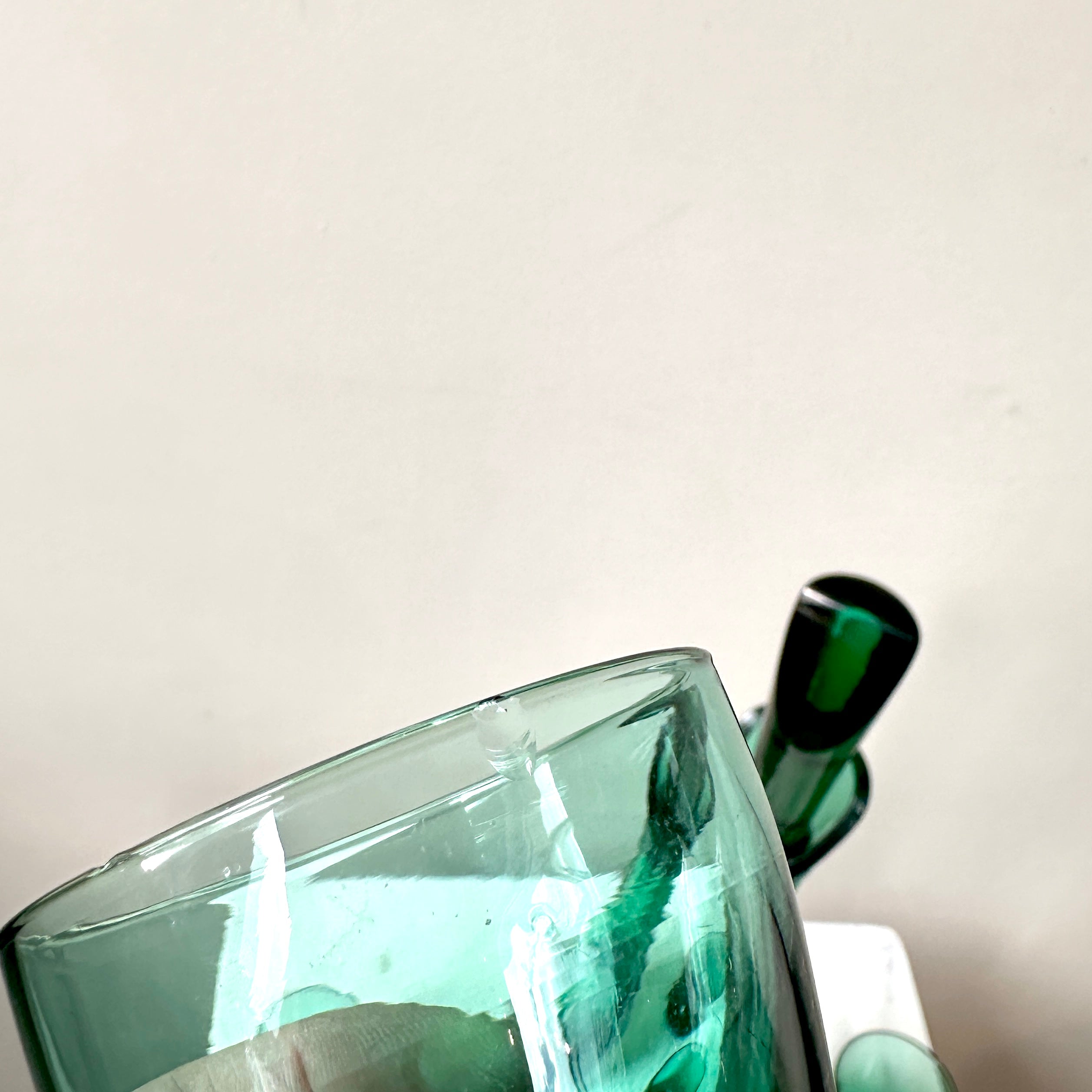 Vintage 1960s Murano Emerald Green Bullicante Glass Decanter