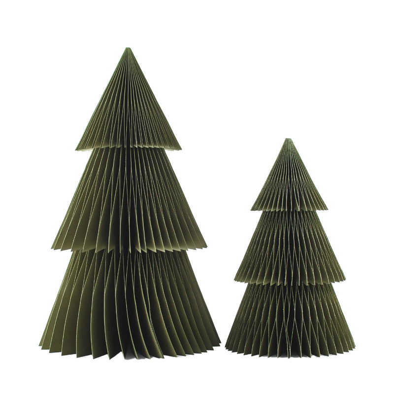 Deluxe Standing Christmas Tree - 31cm - Olive Green with Glitter Edge