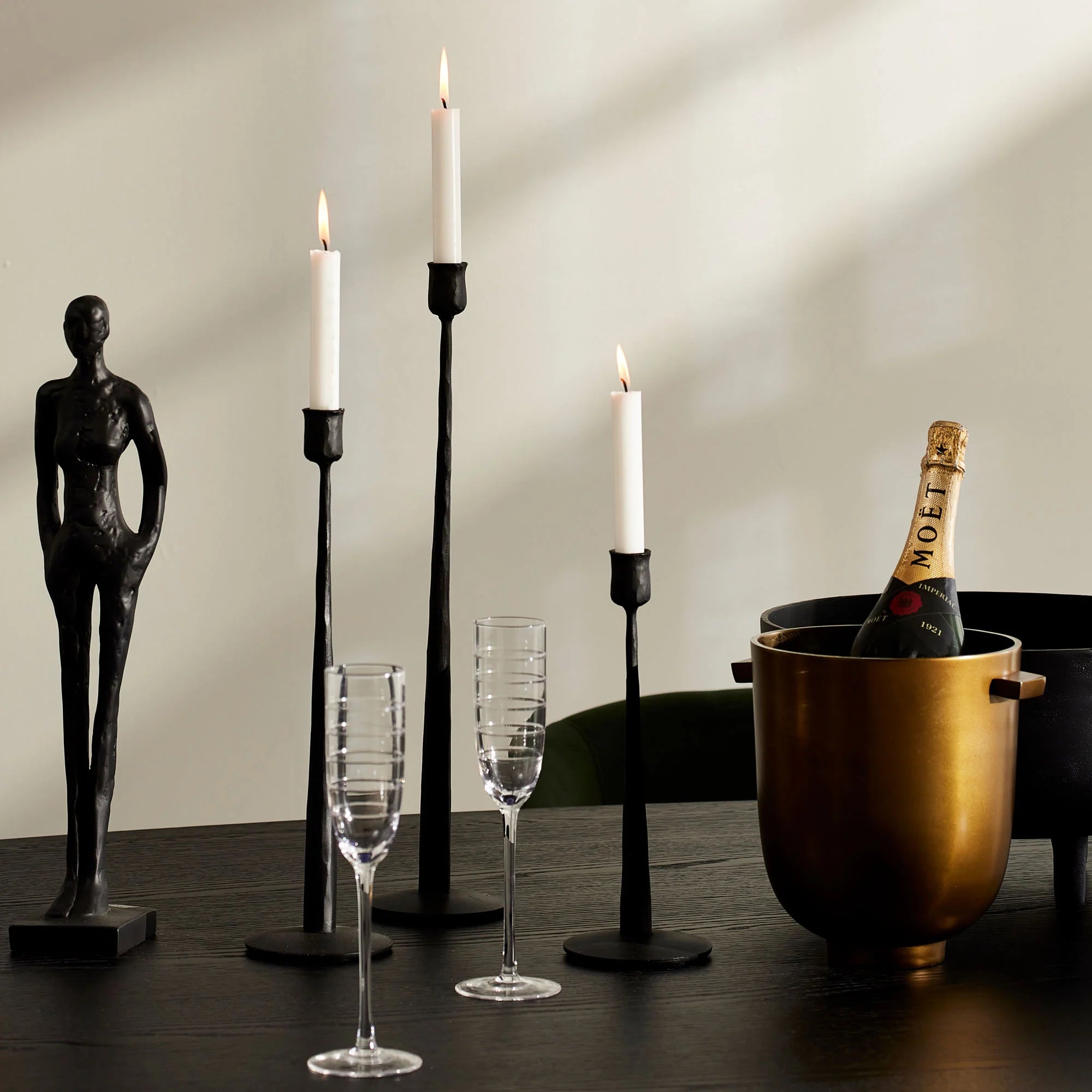 Nilsa Black Metal Candle Holder - Large