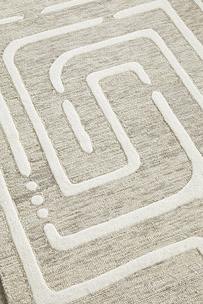 Summit Maze Floor Rug - Linen