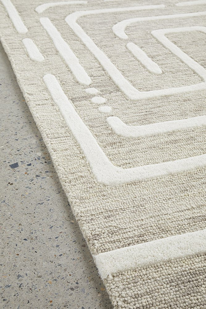 Summit Maze Floor Rug - Linen