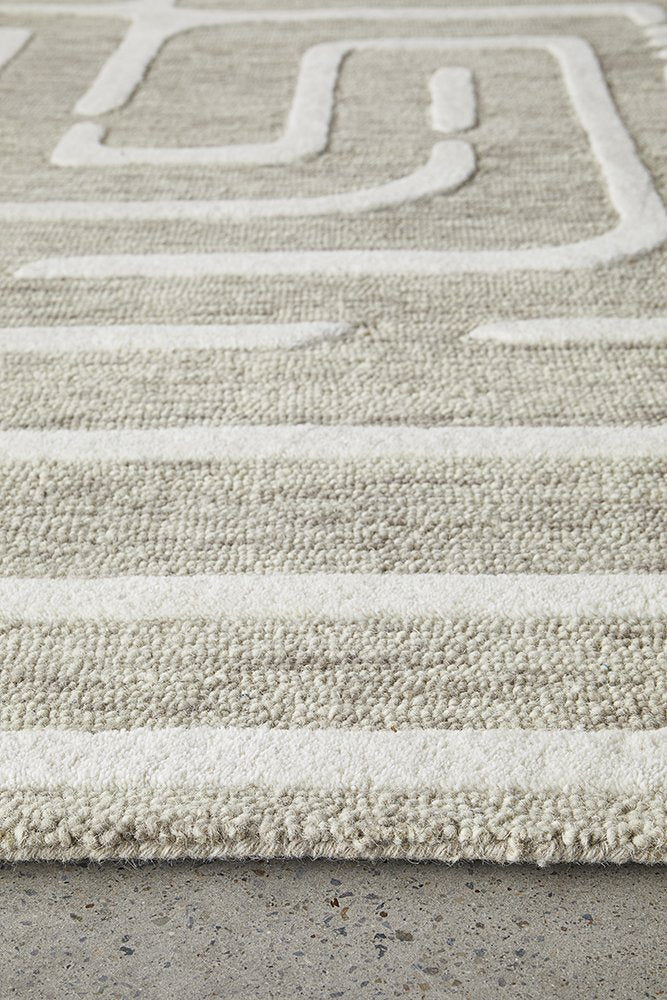 Summit Maze Floor Rug - Linen