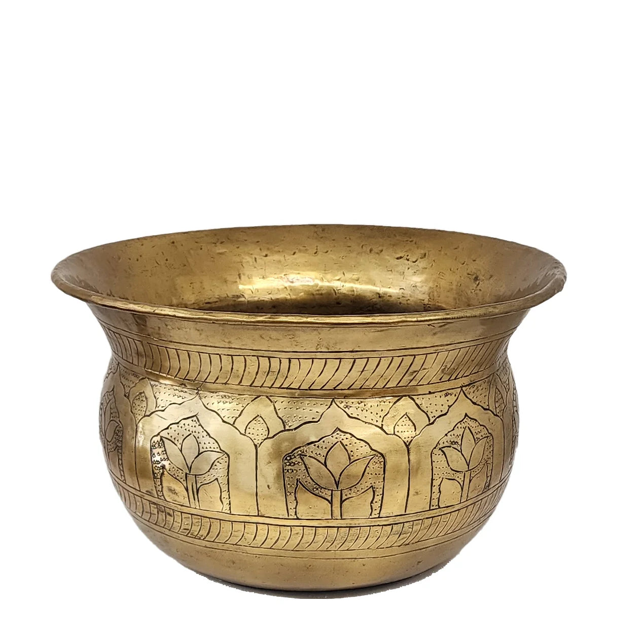 Timurid Planter Medium Antique Brass Finish