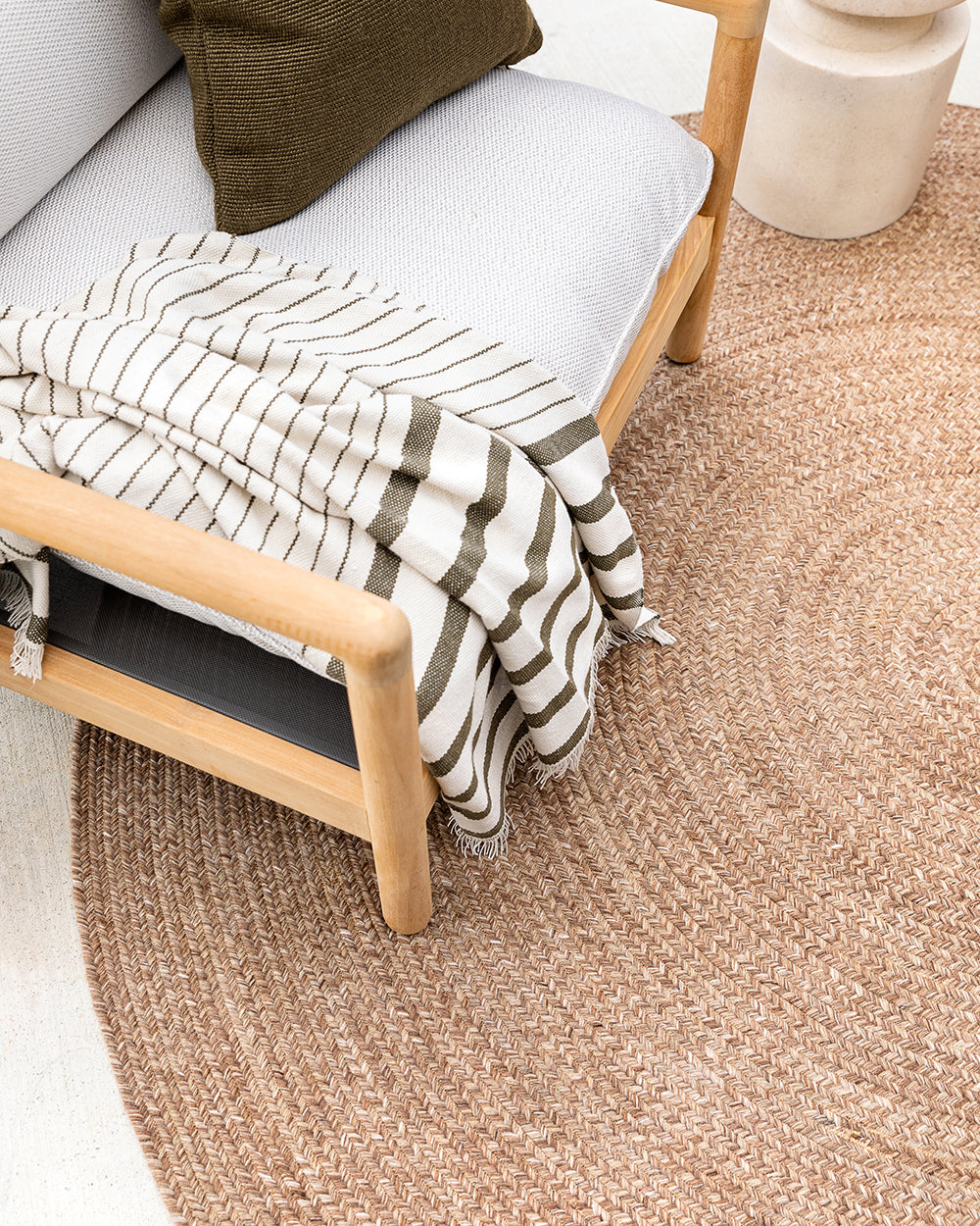 Mornington Indoor Outdoor Round Rug - Teak. Rodwell and Astor