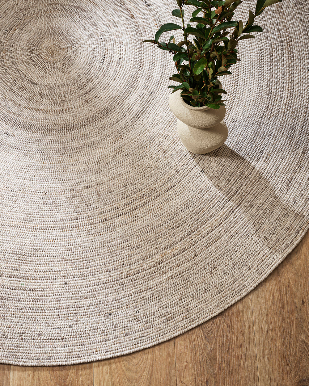 Palm Cove Round Floor Rug - Sand-Rodwell and Astor