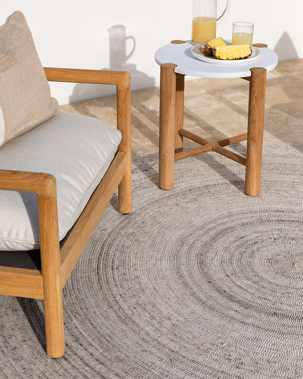 Palm Cove Round Floor Rug - Sand-Rodwell and Astor