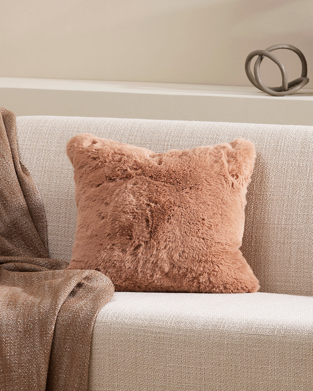 Pele Faux Fur Cushion - Toasted Coconut Rodwell & Astor