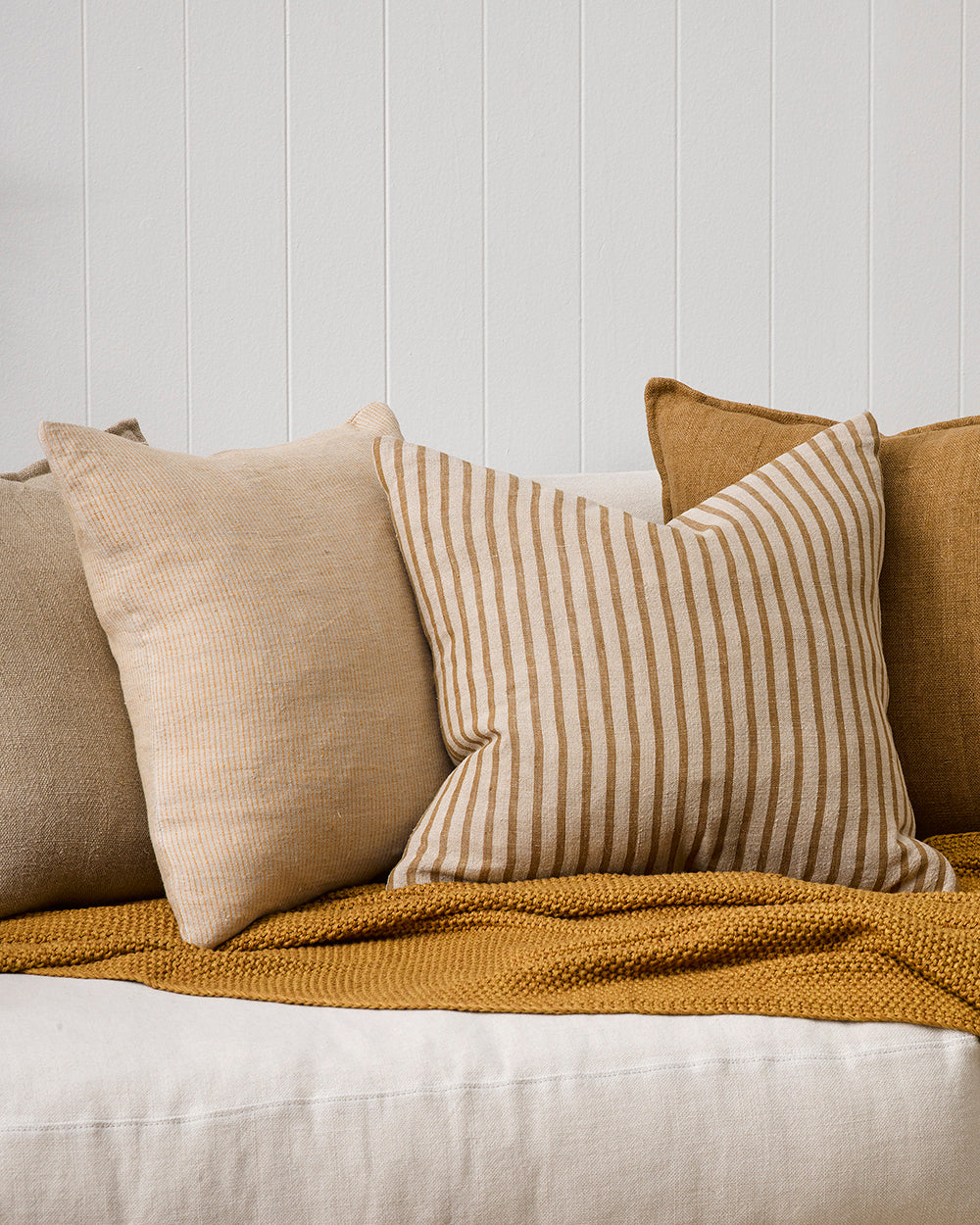 BAYA Sandridge Cushion - Linen/Ochre 50 x 50cm