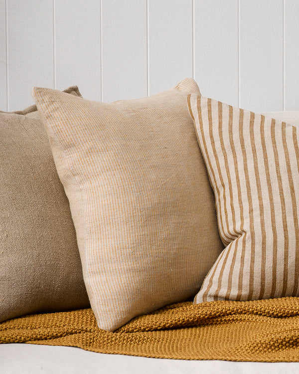 BAYA Sandridge Cushion - Linen/Ochre 50 x 50cm