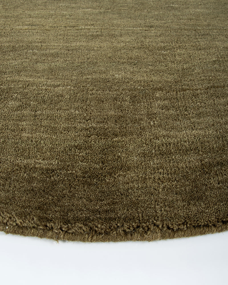 Sandringham Round Wool Rug - Moss