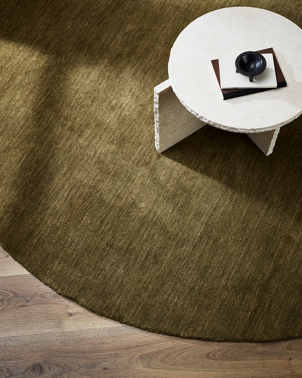 Sandringham Round Wool Rug - Moss