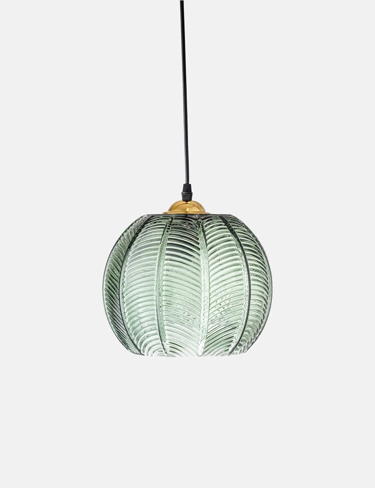 BLOOMINGVILLE Palm Leaf Green Glass Pendant Light BV-30706089