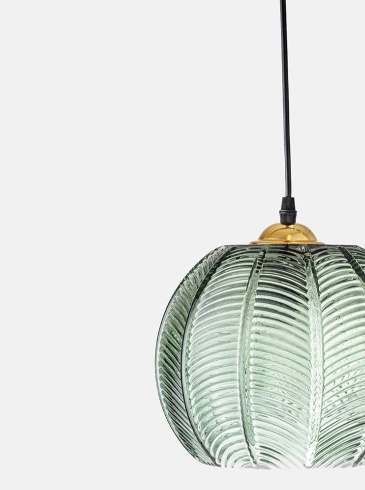 BLOOMINGVILLE Palm Leaf Green Glass Pendant Light