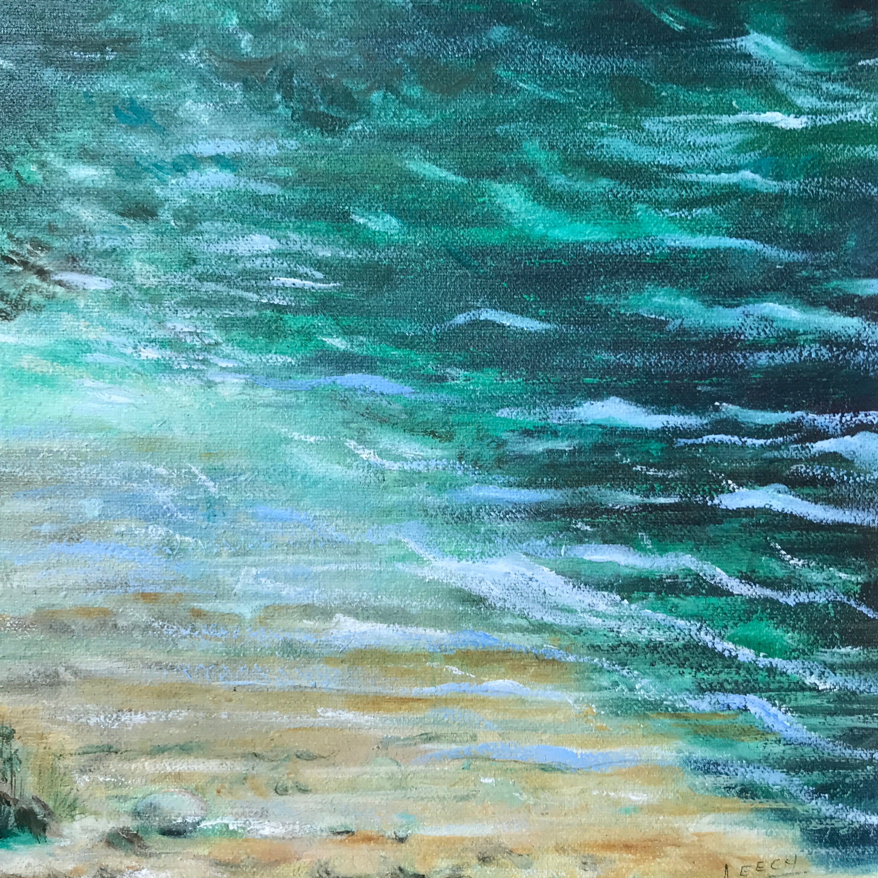 Turbulent Water by Doreen Leech - Oil on Board