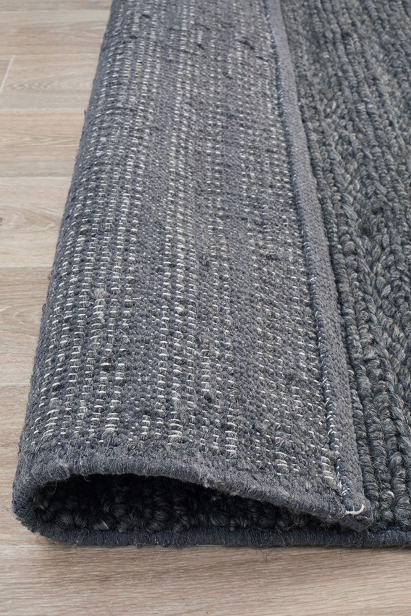 HARVEST  Braided Wool Rug - Charcoal