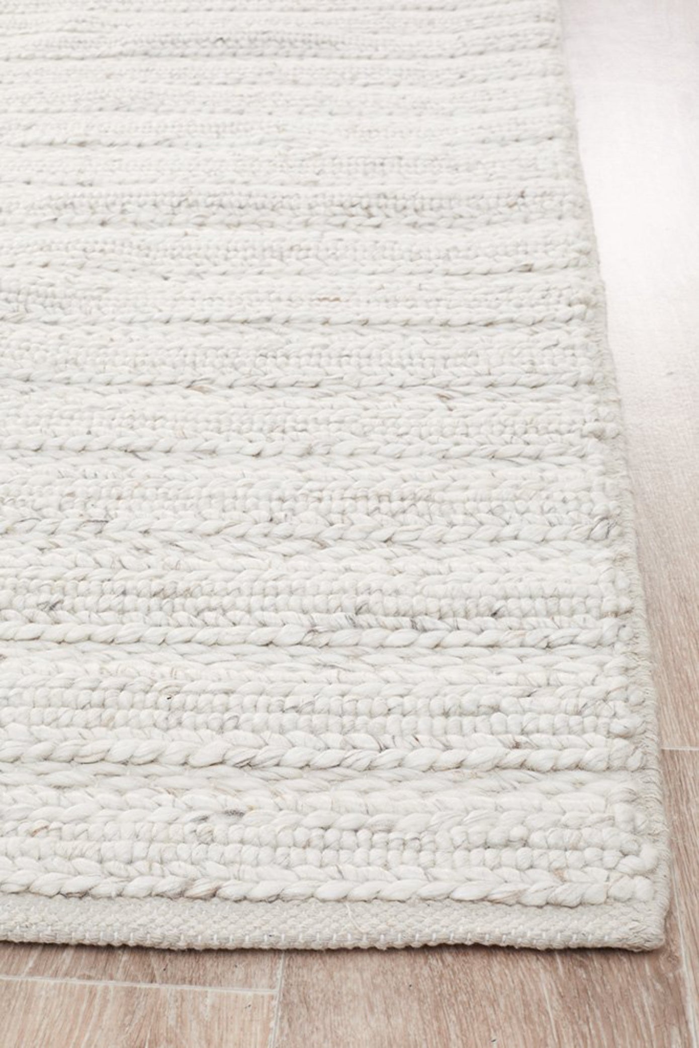 HARVEST  Braided Wool Rug - Ivory