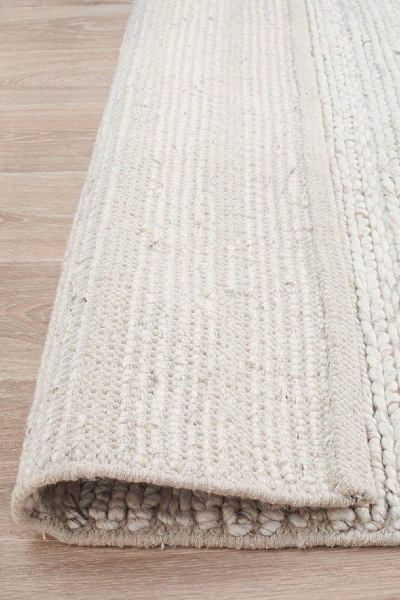 HARVEST  Braided Wool Rug - Ivory