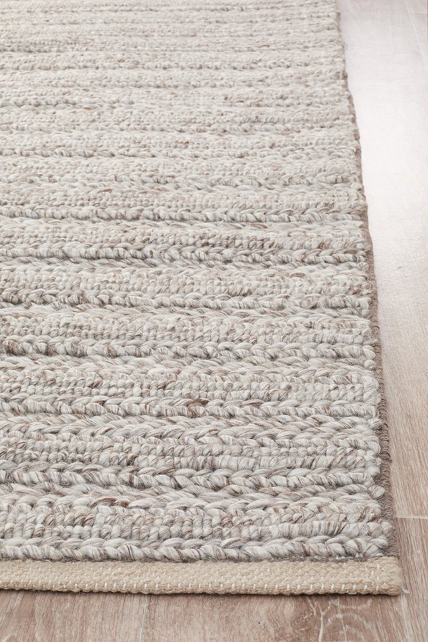 HARVEST  Braided Wool Rug - Natural