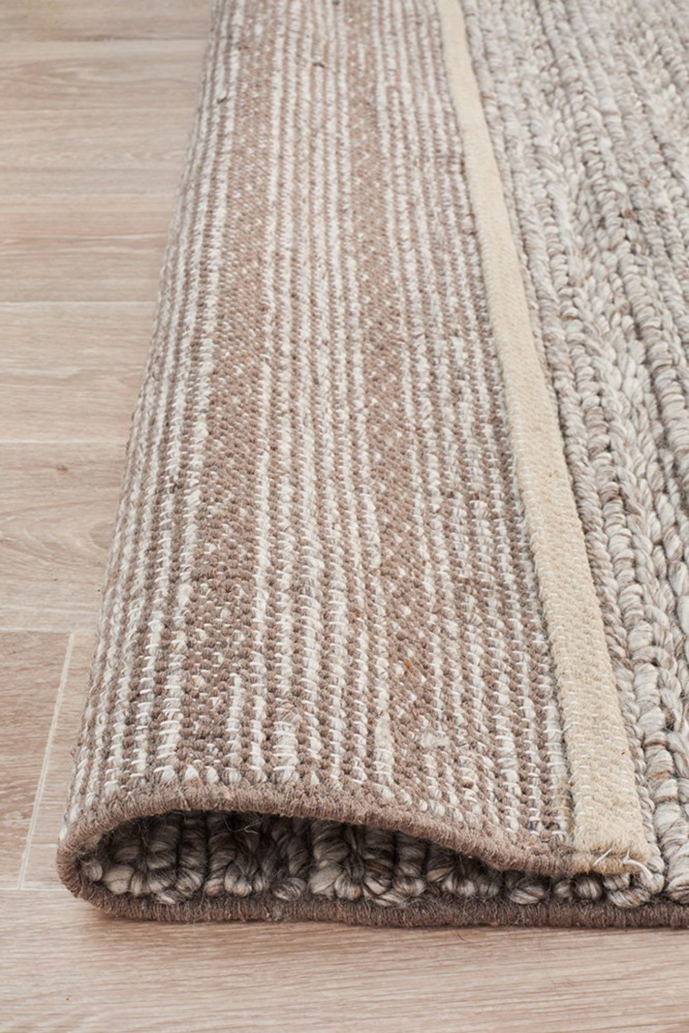 HARVEST  Braided Wool Rug - Natural