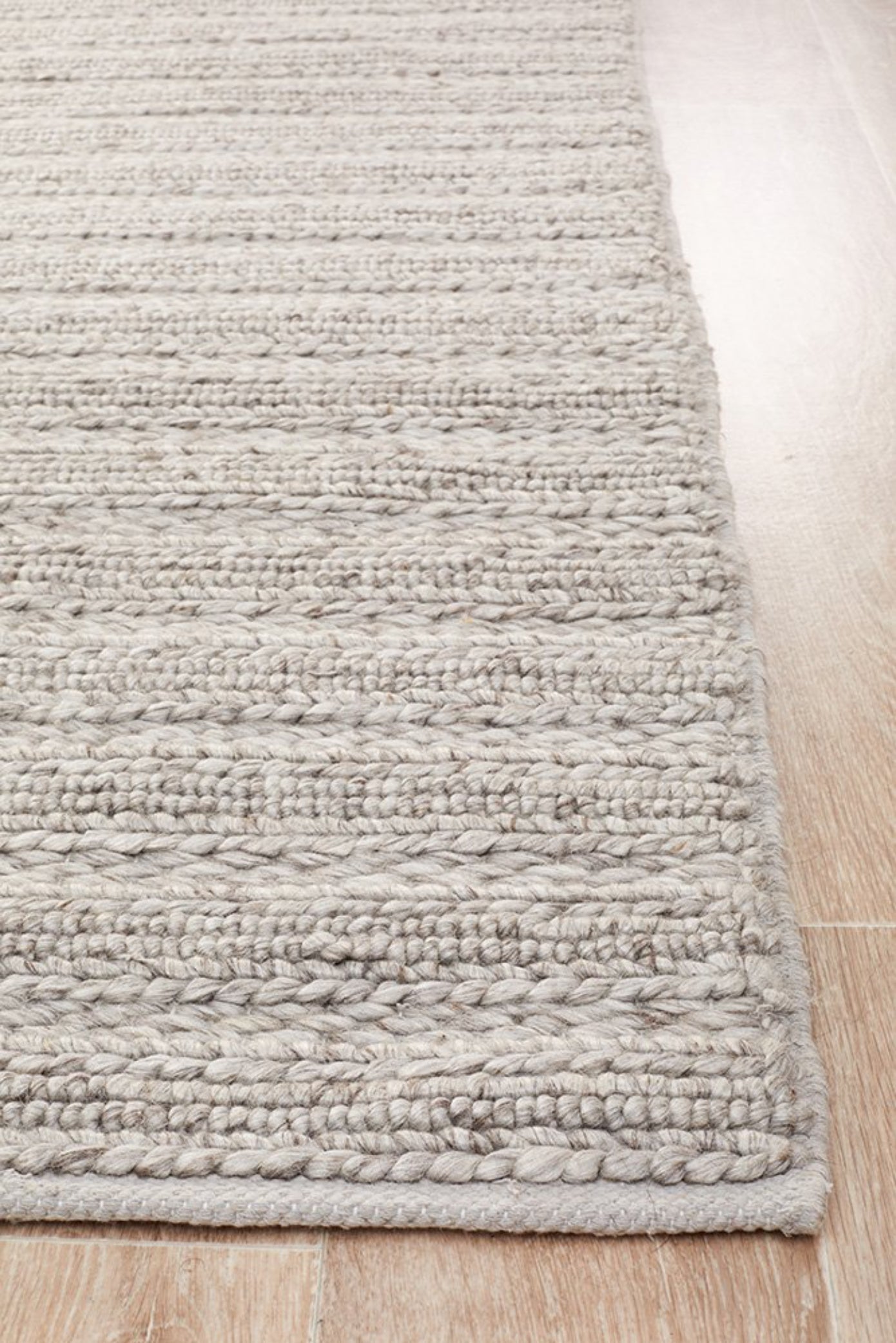 HARVEST  Braided Wool Rug - Silver