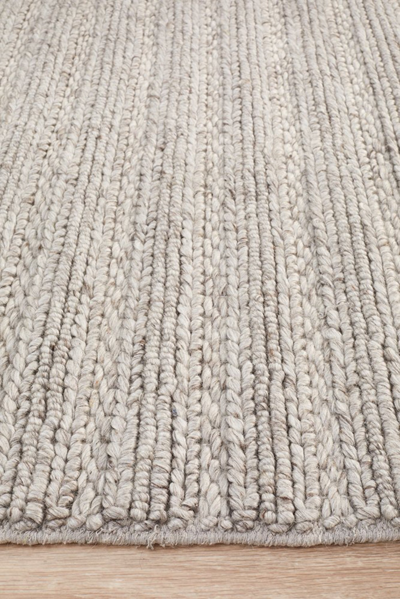 HARVEST  Braided Wool Rug - Silver