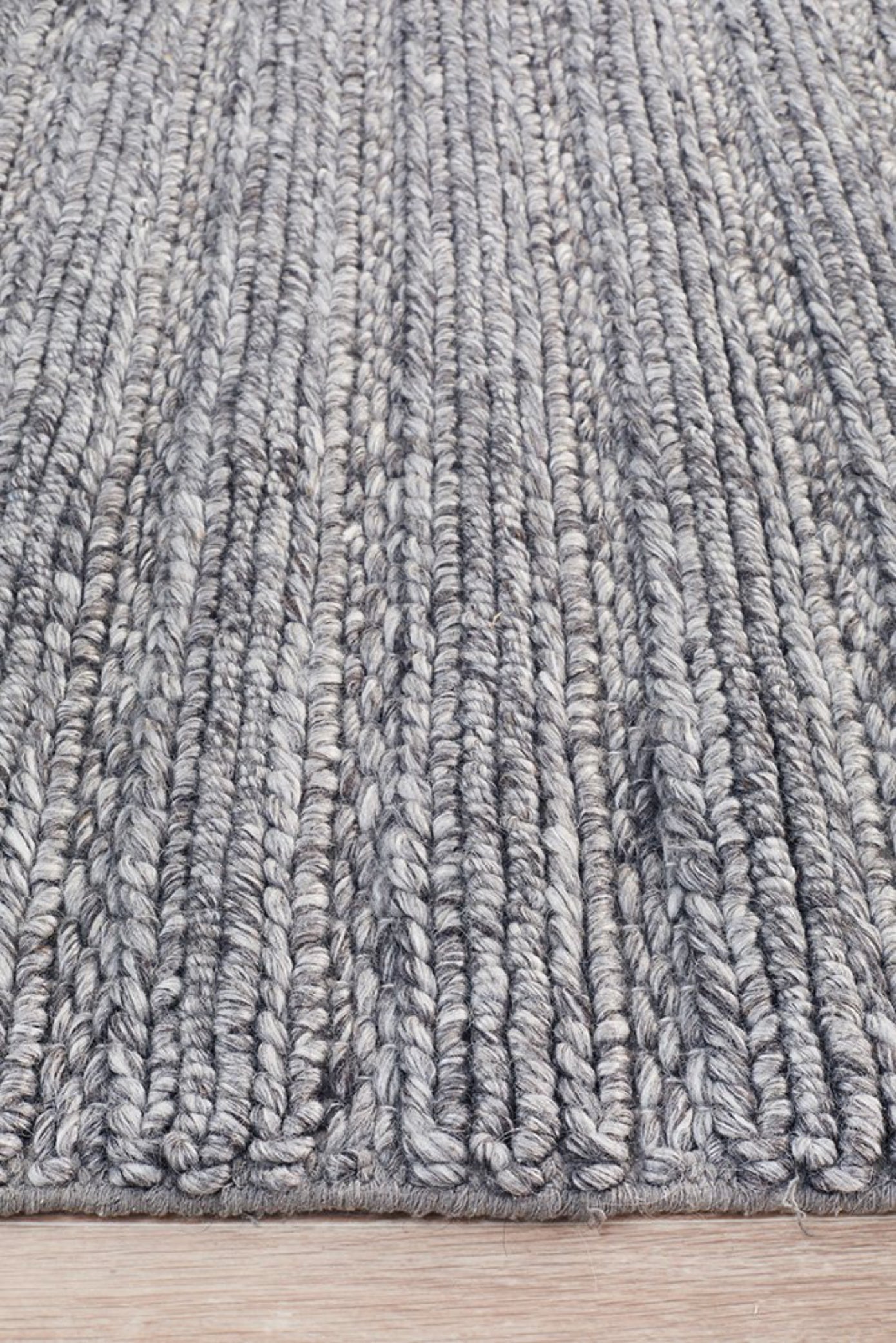 HARVEST  Braided Wool Rug - Steel