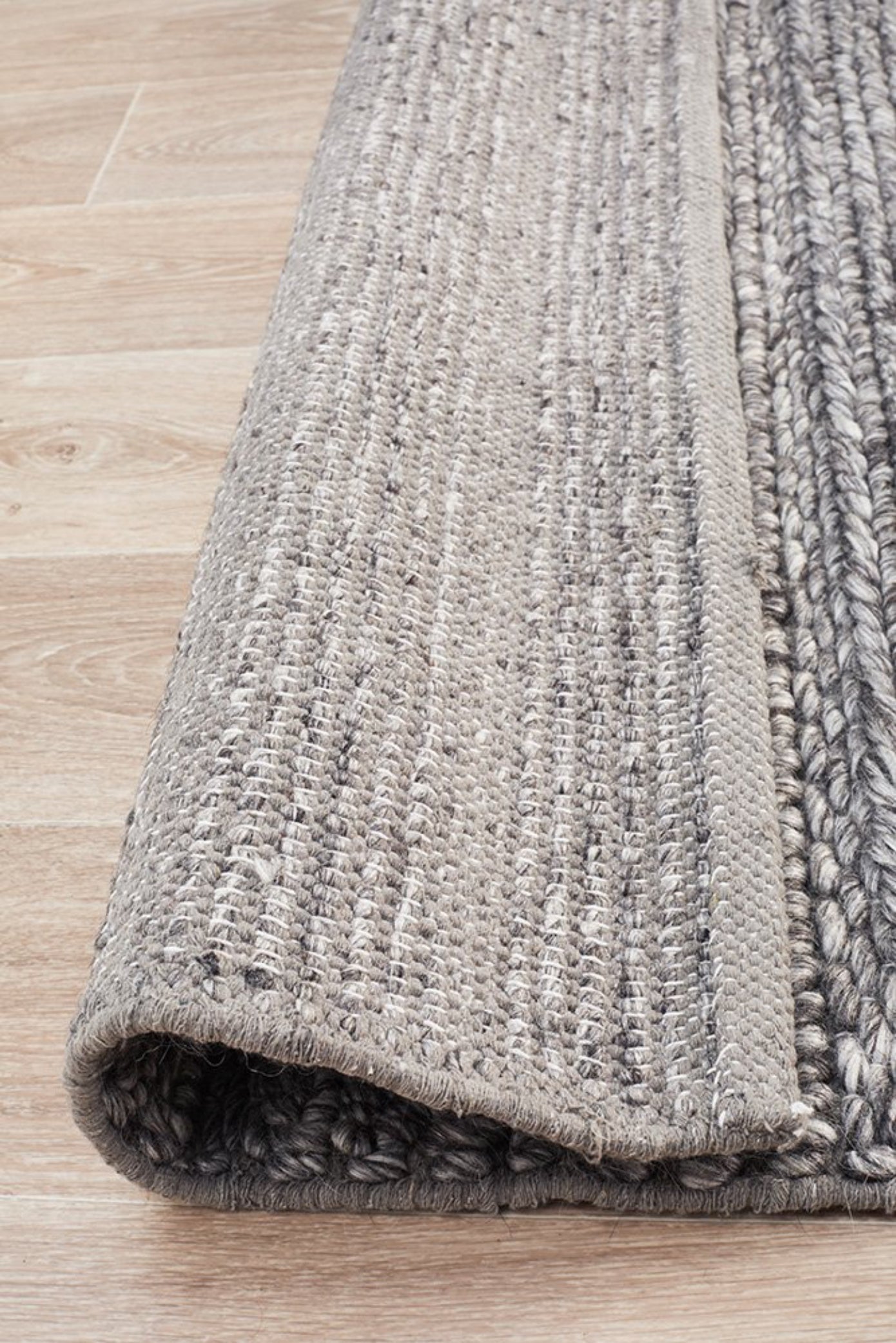 HARVEST  Braided Wool Rug - Steel