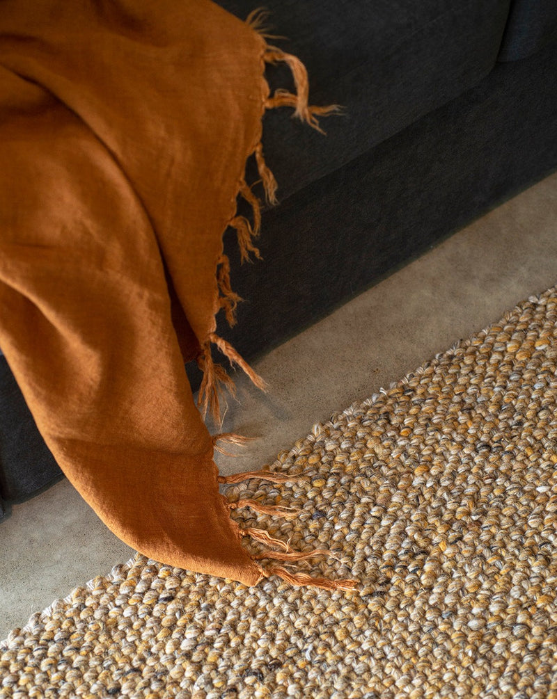 Indira Linen Throw - Tobacco