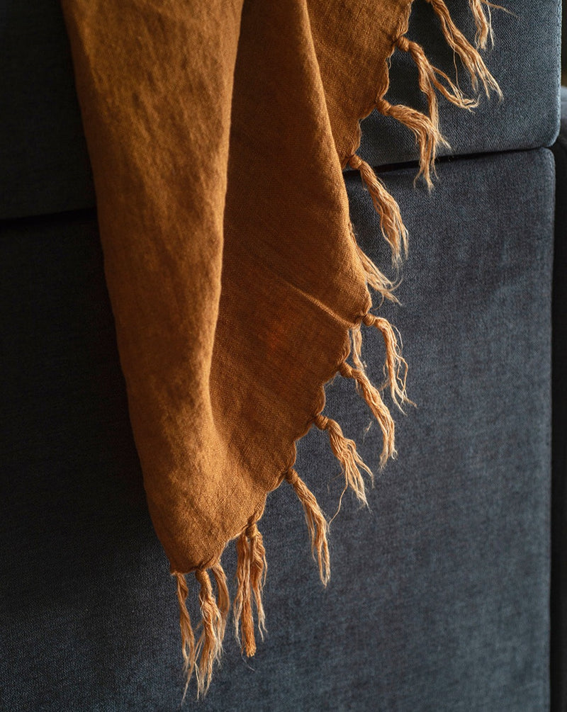 Indira Linen Throw - Tobacco