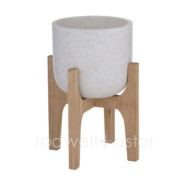 Kane Terrazzo Planter on Stand - White