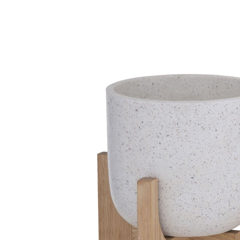 Kane Terrazzo Planter on Stand - White