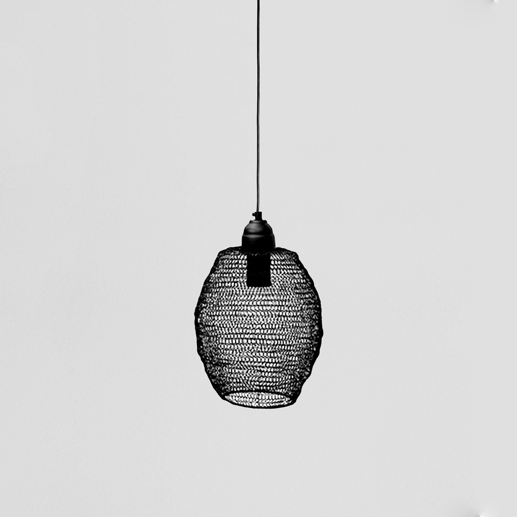 Wire Crochet Pendant Light - Mini Ball - Matt Black