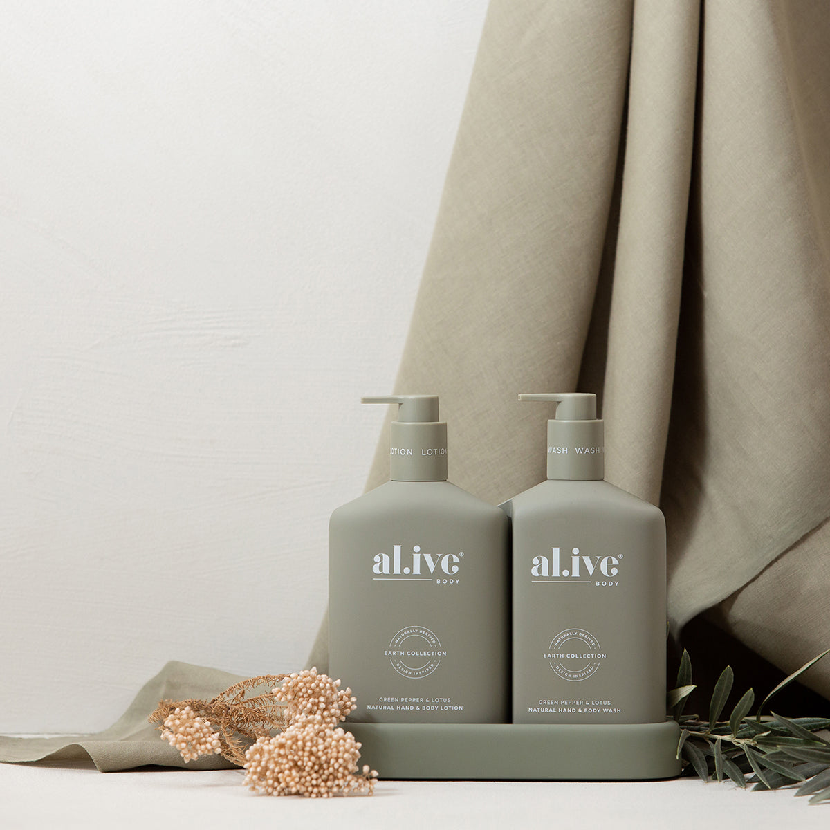 Rodwell and Astor - AL.IVE Wash & Lotion Duo +Tray - Green Pepper & Lotus