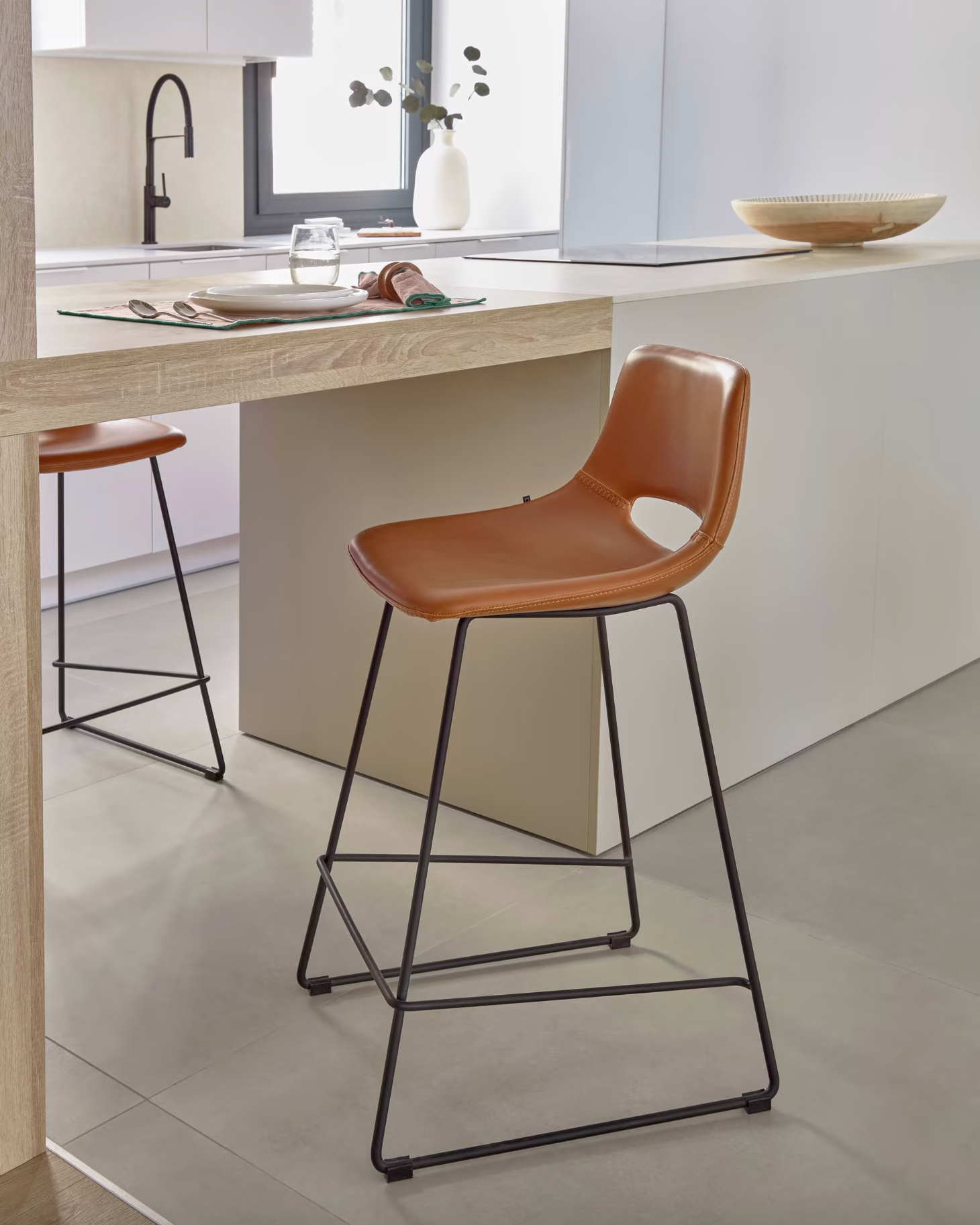 Bowie Vegan Leather Barstool - Rust Rodwell and Astor Modern Eclectic Style Brunswick