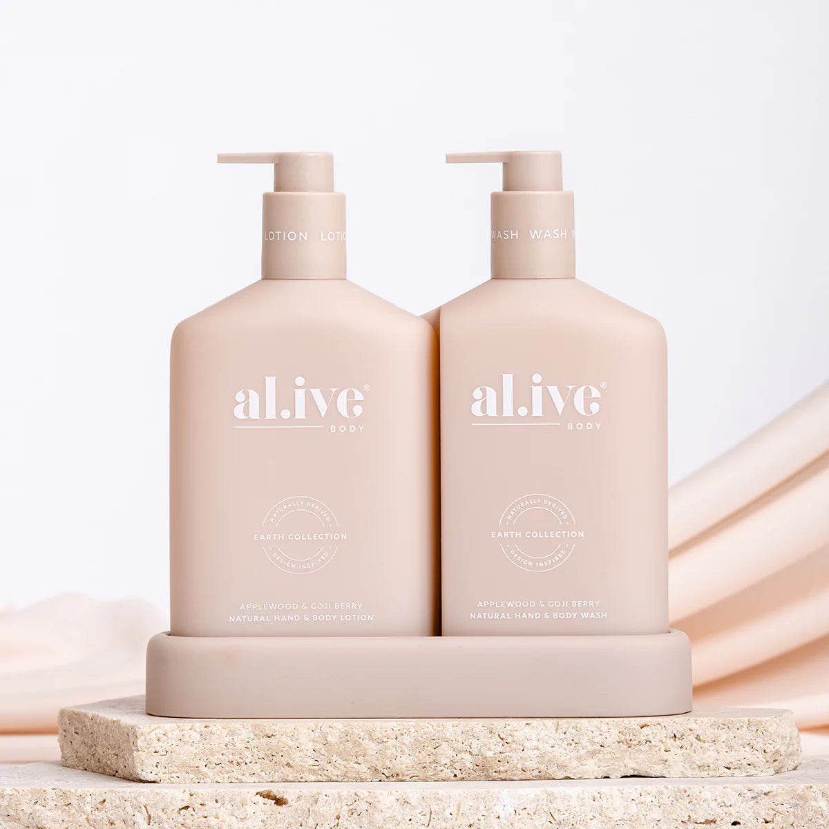 Rodwell and Astor - al.ive Body Wash & Lotion Duo +Tray - Applewood & Goji Berry